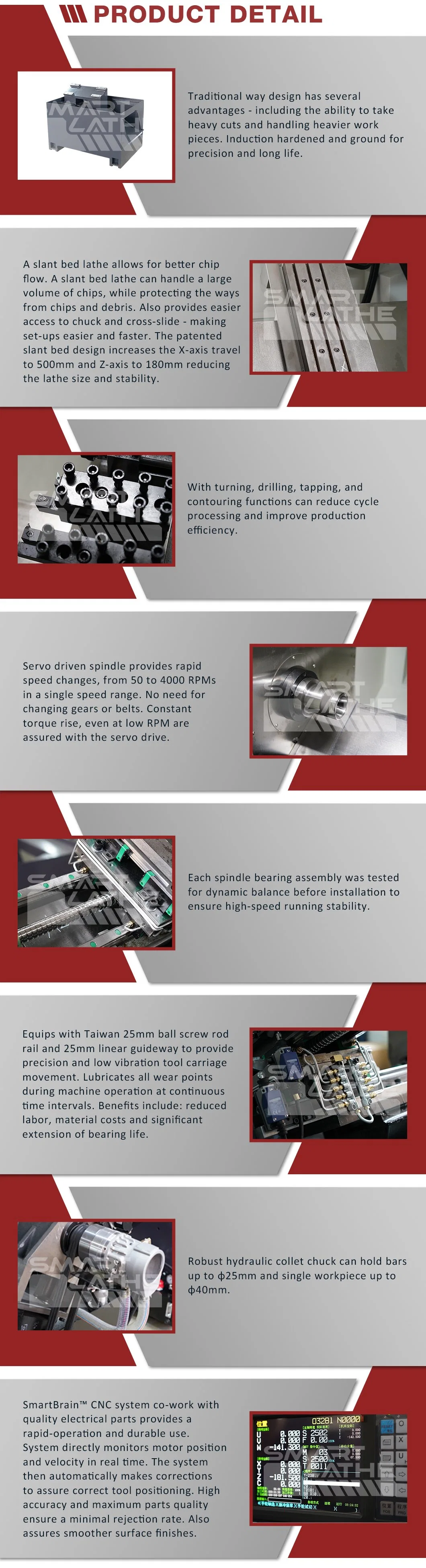 Syntec Control CNC Lathe with a Larger Travel Span of The X and Z-Axis Slant Bed CNC Lathe for Washers, Bolts, Shafts, Rivets, Spacers, Sleeves (SL-25)